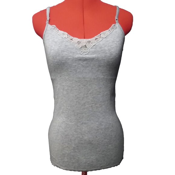 American Eagle Outfitters Light Gray Spaghetti Strap Built-In Bra Tank Top US S - Picture 1 of 5